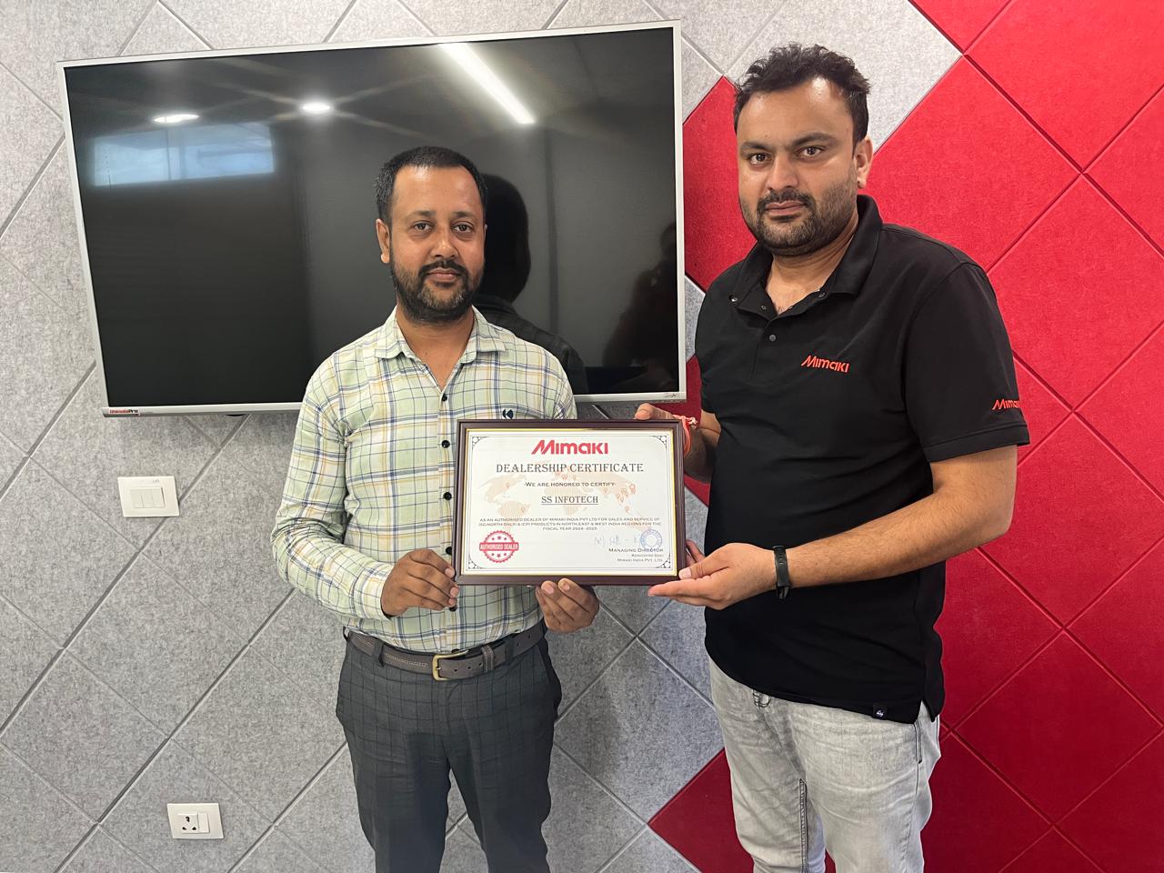 Mimaki Authorization Certificate — SS Infotech
